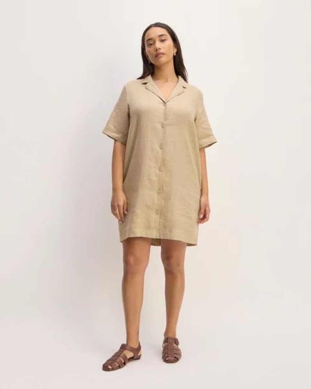Everlane The Shirtdress in Linen Trench Coat Khaki size XXS
